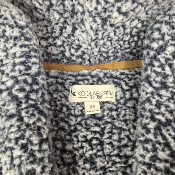 Koolaburra Ugg Sherpa Vest Two Tone Blue White Frosted  Fuzzy Cozy Long Size XS - Picture 9 of 11